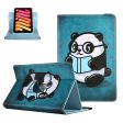 Rotating Vegan Leather Cover for 8-  Tablet, Pattern Printing Elastic Band Folio Stand Protective Case with Card Slots - Panda Reading Online now