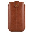 Crazy Horse leather pouch for 6.1 inch phones - Light Brown on Sale