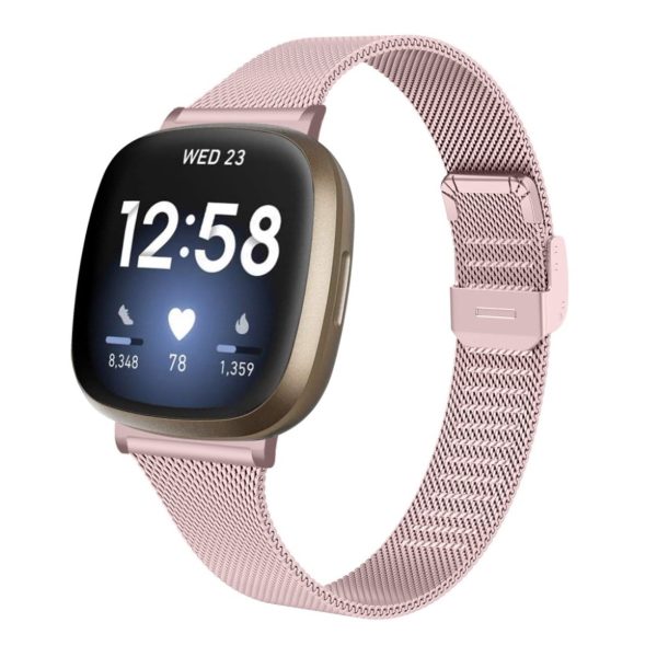 Fitbit Sense   Versa 3 milanese stainless steel watch band - Pink Online Sale