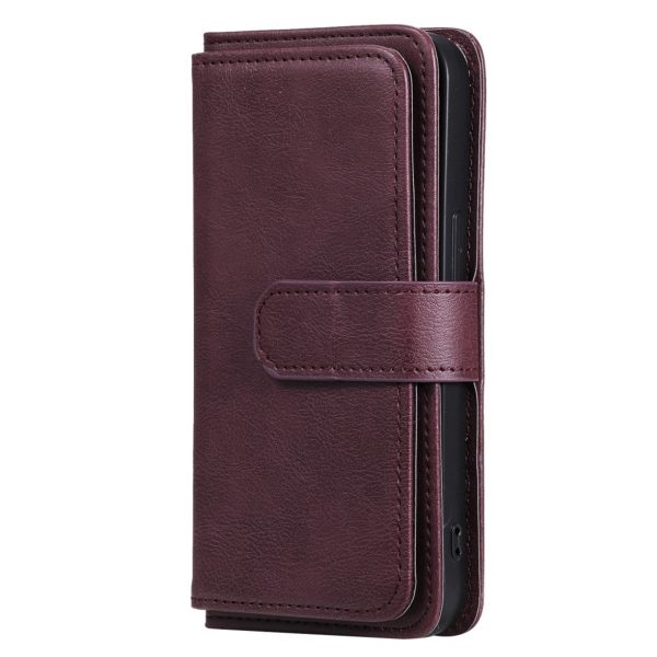 10-slot wallet case for iPhone 13 - Wine Red Hot on Sale