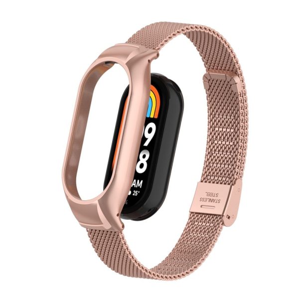 Xiaomi Smart Band 8 milanese metal strap with cover - Rose Pink Hot on Sale