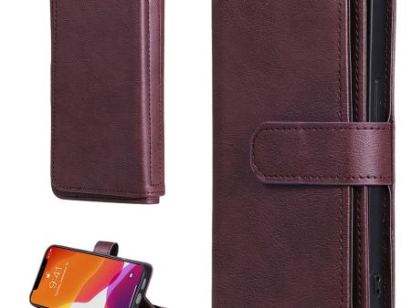 10-slot wallet case for iPhone 13 - Wine Red Hot on Sale