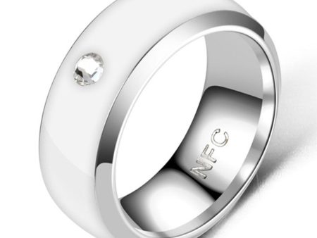 Smart editable stainless steel multifunctional NFC ring - White   11# Online Hot Sale