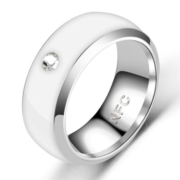 Smart editable stainless steel multifunctional NFC ring - White   11# Online Hot Sale