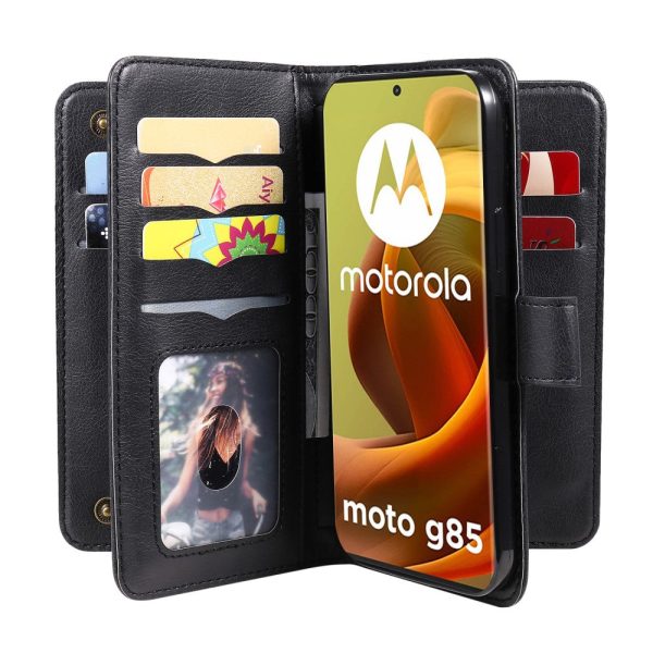 10-slot Motorola Moto G85 wallet case - Black Hot on Sale