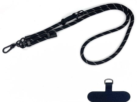 Polyester Adjustable Neck Shoulder Lanyard with Phone Strap - Black For Cheap