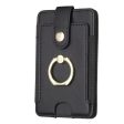 Universal leather card holder with finger ring - Black Online Sale