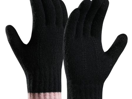 Knitted Winter Cycling Gloves - Black Touch Screen compatibility Warm & Stylish Cheap