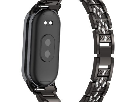 Xiaomi Mi Band 9   9 NFC   Smart Band 8   8 NFC Watch Strap Rhinestone Decor 3-Bead Stainless Steel Band - Black Online Sale