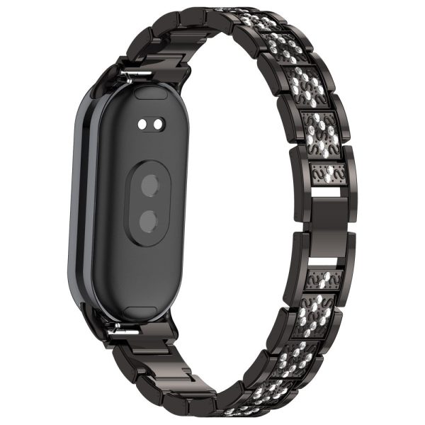 Xiaomi Mi Band 9   9 NFC   Smart Band 8   8 NFC Watch Strap Rhinestone Decor 3-Bead Stainless Steel Band - Black Online Sale