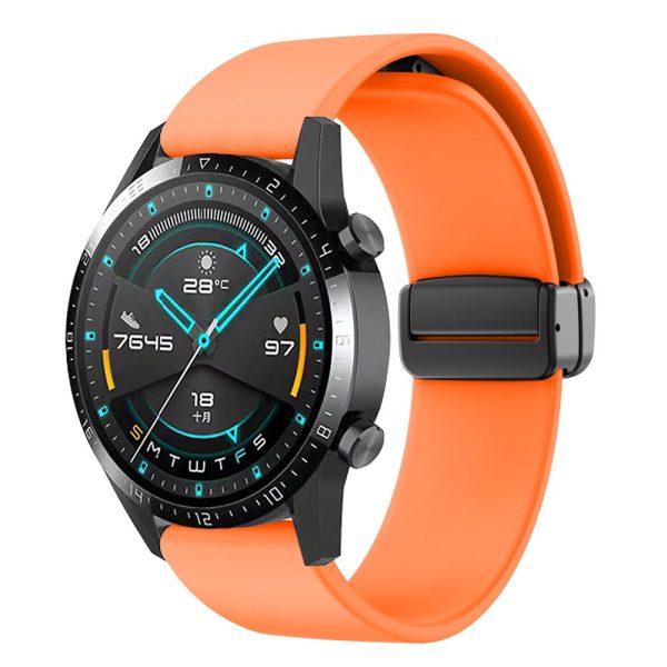 20mm Universal Silicone strap with folding black buckle - Orange Online Sale