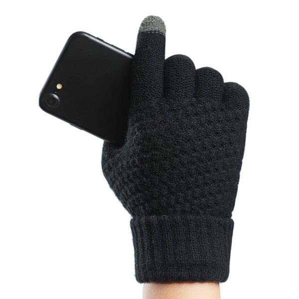 Y0042 Touchscreen Thermal Knit Gloves for Men Women - Black Hot on Sale