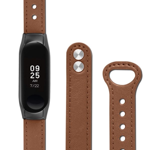 Xiaomi Smart Band 8 Genuine leather strap with black cover - Brown For Sale