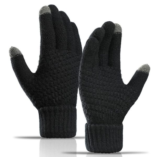 Y0042 Touchscreen Thermal Knit Gloves for Men Women - Black Hot on Sale