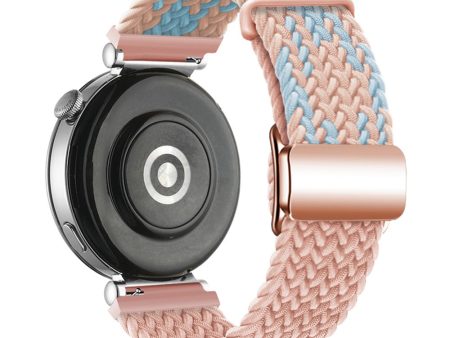 18mm Universal Smartwatch Strap Magnetic Buckle Design Woven Band - Blue+Pink+Pink   Rose Gold Buckle For Discount