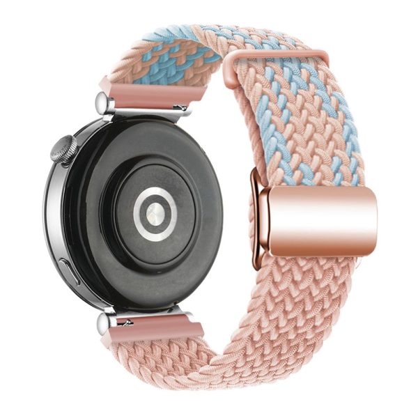 18mm Universal Smartwatch Strap Magnetic Buckle Design Woven Band - Blue+Pink+Pink   Rose Gold Buckle For Discount