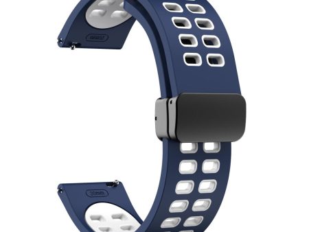 22mm Universal dual color silicone strap with black buckle - Midnight Blue   White Online Sale