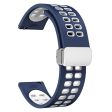 22mm Universal dual color silicone strap with silver buckle - Midnight Blue   White For Sale