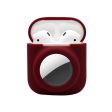 2-in-1 silicone case for AirPods   AirTag - Wine Red For Sale