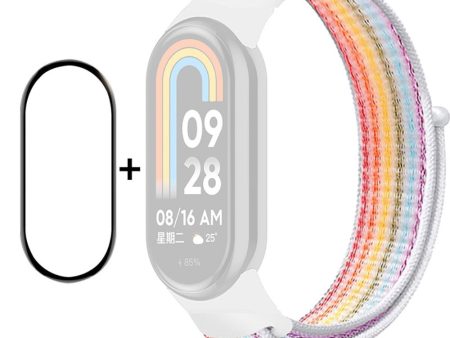 HAT PRINCE Xiaomi Smart Band 8 nylon strap with screen protector - Rainbow White For Discount