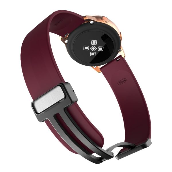 20mm Universal Silicone strap with folding black buckle - Wine Red Fashion