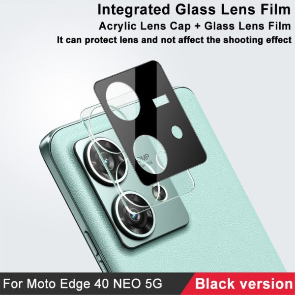 IMAK Motorola Edge 40 Neo glass camera protector with acrylic lens cap - Black Edition Cheap