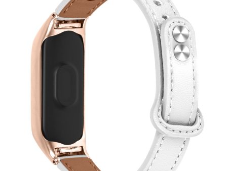 Xiaomi Smart Band 8 Genuine leather strap with rose gold cover - White For Sale