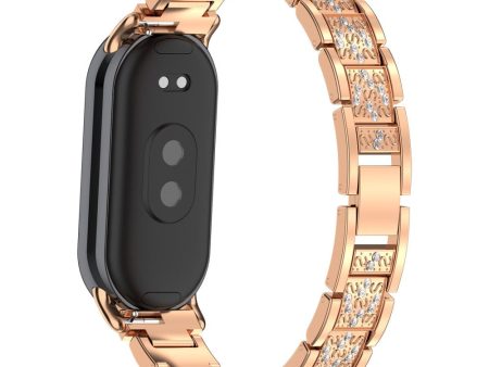 Xiaomi Mi Band 9   9 NFC   Smart Band 8   8 NFC Watch Strap Rhinestone Decor 3-Bead Stainless Steel Band - Rose Gold For Sale