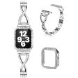 Apple Watch (45mm) X-shape rhinestone décor watch strap + cover - Silver Fashion