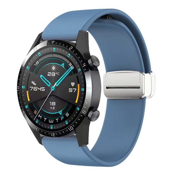 20mm Universal Silicone strap with folding silver buckle - Blue Sale