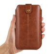 Crazy Horse leather pouch for 6.1 inch phones - Light Brown on Sale