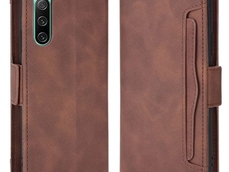 Modern-styled leather wallet case for Sony Xperia 10 V - Brown on Sale