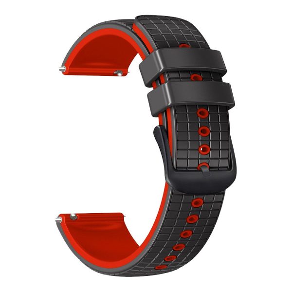 20mm Universal grid texture on silicone strap - Black   Red Online now