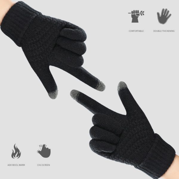 Y0042 Touchscreen Thermal Knit Gloves for Men Women - White Cheap