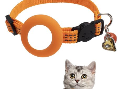 AirTag silicone case pet collar heart shaped pendant with bell - Orange Online