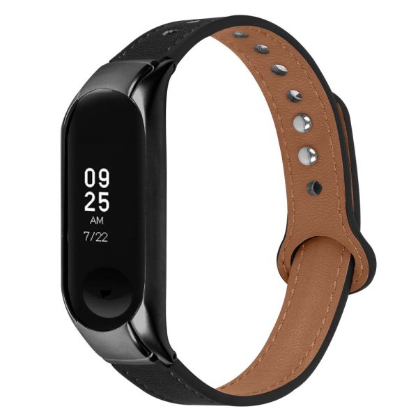 Xiaomi Smart Band 8 Genuine leather strap with black cover - Black Hot on Sale