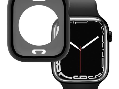 Apple Watch (45mm) elegant cover with built-in tempered glass - Black on Sale