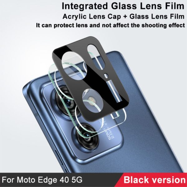 IMAK Motorola Edge 40 glass camera protector with acrylic lens cap - Black Edition Sale