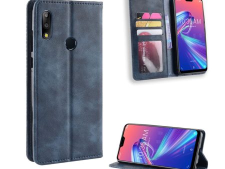 Asus ZenFone Max Pro (M2) vintage style leather flip case - Blue Supply