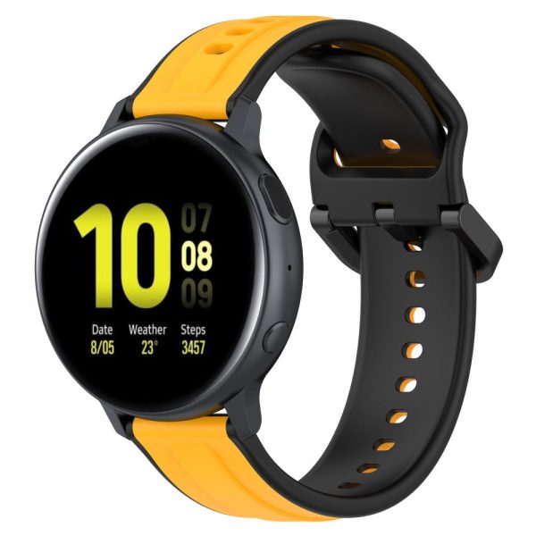 20mm Universal dual color silicone strap - Yellow   Black For Cheap