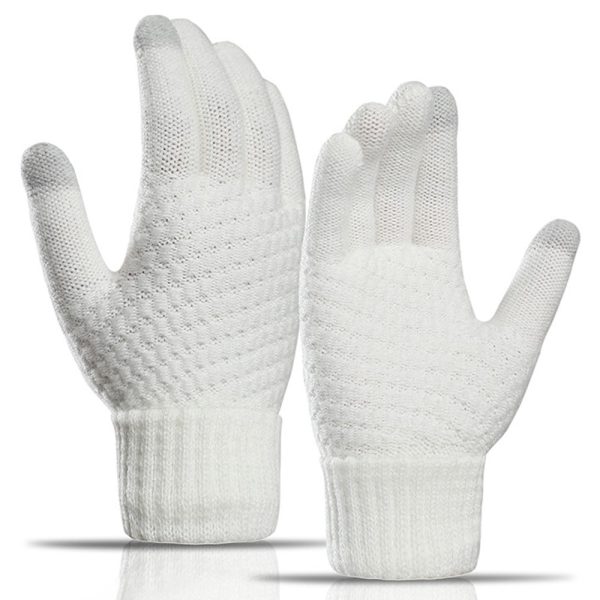 Y0042 Touchscreen Thermal Knit Gloves for Men Women - White Cheap