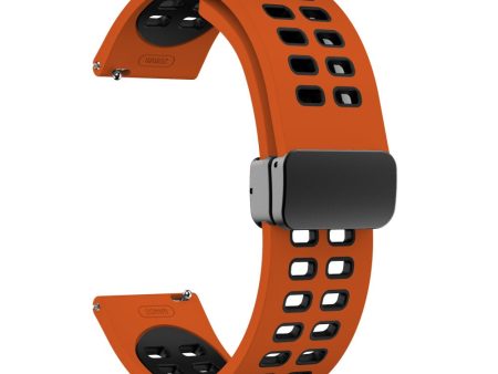 22mm Universal dual color silicone strap with black buckle - Orange   Black Online Sale