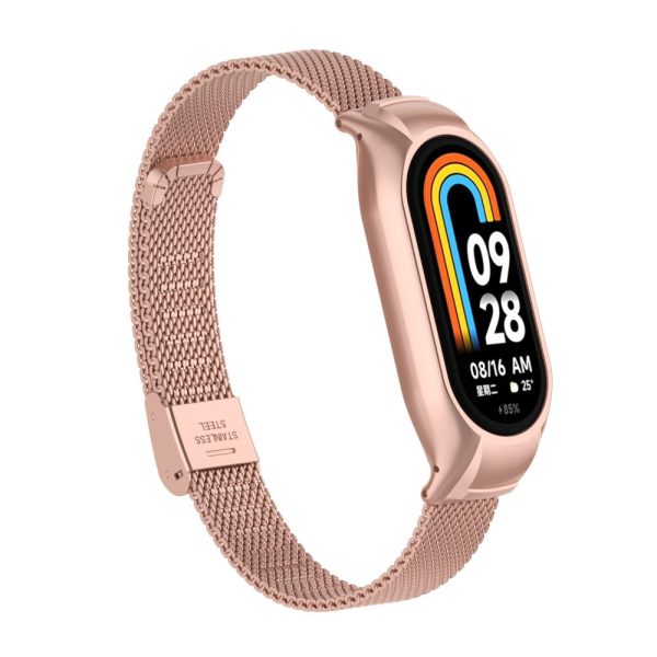 Xiaomi Smart Band 8 milanese metal strap with cover - Rose Pink Hot on Sale