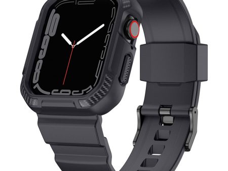 Apple Watch (45mm) carbon fiber style cover with watch strap - Dark Grey Online Hot Sale