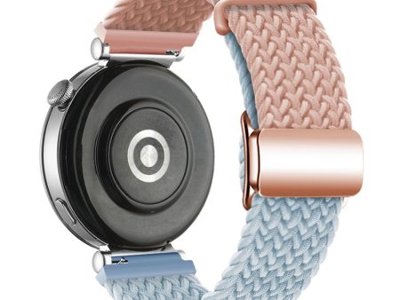 18mm Universal Smartwatch Strap Magnetic Buckle Design Woven Band - Pink+Blue   Rose Gold Buckle on Sale