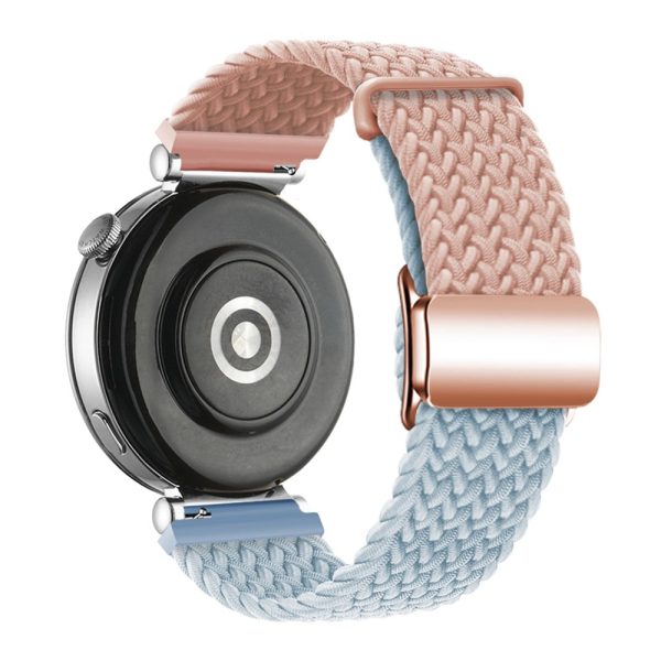 18mm Universal Smartwatch Strap Magnetic Buckle Design Woven Band - Pink+Blue   Rose Gold Buckle on Sale