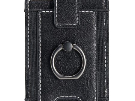 MUXMA Universal leather card holder with ring - Black Discount