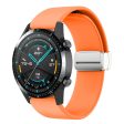 20mm Universal Silicone strap with folding silver buckle - Orange Discount