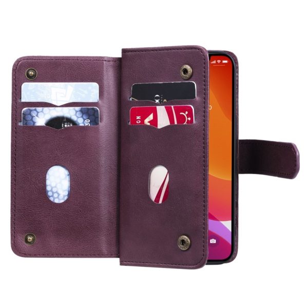 10-slot wallet case for iPhone 13 - Wine Red Hot on Sale