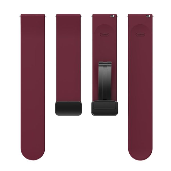 20mm Universal Silicone strap with folding black buckle - Wine Red Fashion